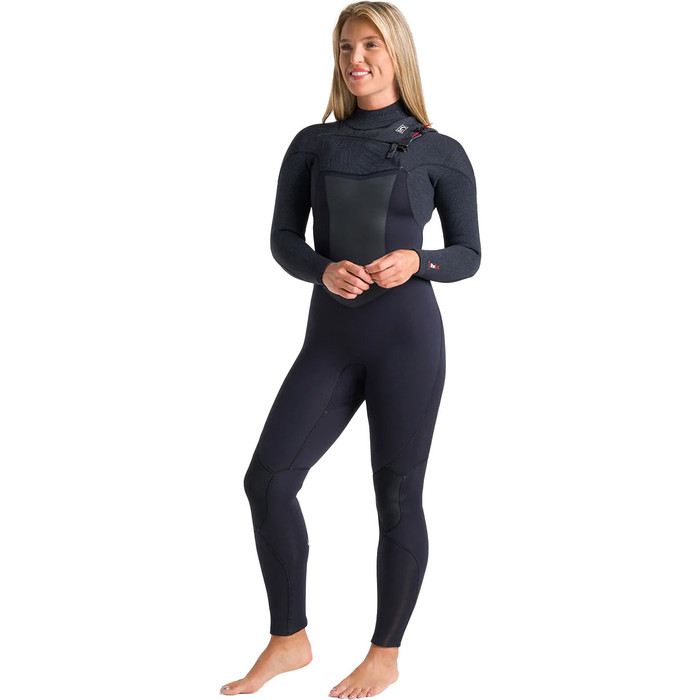 2024 C-Skins Womens ReWired 5/4mm Chest Zip Wetsuit C-RW54WCZ - Raven Black / Black X / Crimson